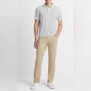 Vince NWT Striped Linen Polo Shirt Men’s M Nautical Minimalist Short Sleeve